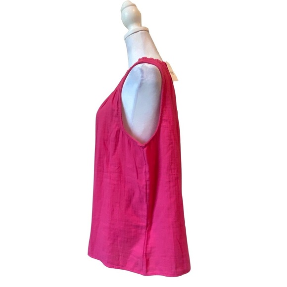 NWT — GAP Hot Pink Crinkle Top with 1/4 V-neck for Work or Party Size Lg - Picture 4 of 10